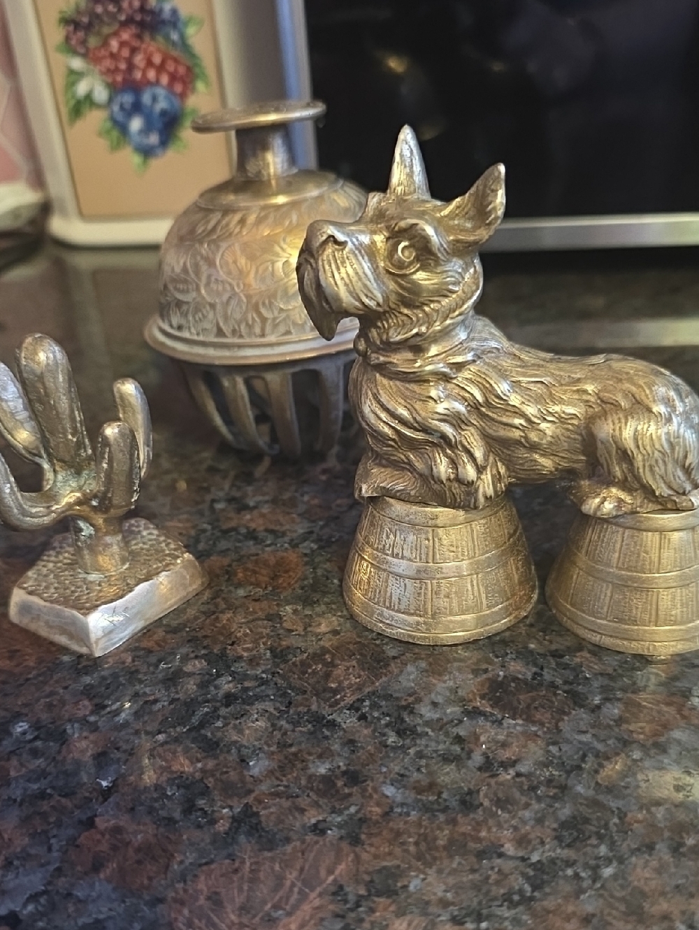 Vintage Brass Scottie Dog Bell Figurine - Gold Tone